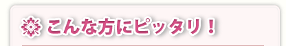 こんな方にピッタリ！ 