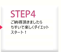 ご予算の提示。目標体重・体質によりご予算は異なりますが、月々１５，０００円～始めていただくことが
できます。